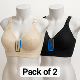 Pack Of 2 Colour New Style Caprie Wide Belt Bra - Half Cup Fancy Net Bra For Women & Girls