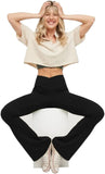 Women'S Casual Bootleg Yoga Pants V Crossover High Waisted