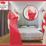 Two Hearts 2 piece silk long nighty
