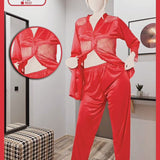 Two Hearts 2 piece silk Front Open suit